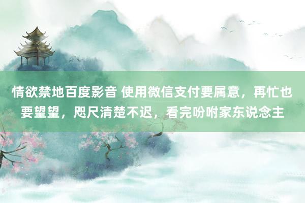 情欲禁地百度影音 使用微信支付要属意，再忙也要望望，咫尺清楚不迟，看完吩咐家东说念主