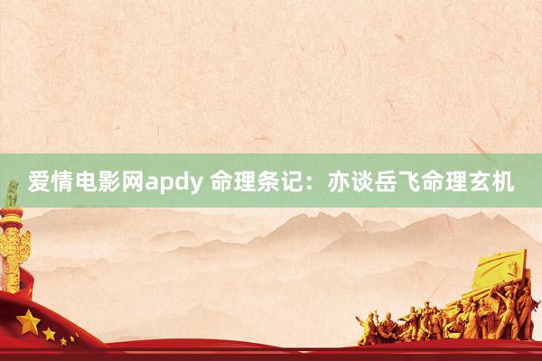 爱情电影网apdy 命理条记：亦谈岳飞命理玄机