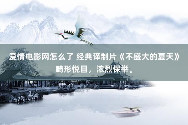 爱情电影网怎么了 经典译制片《不盛大的夏天》畸形悦目，浓烈保举。
